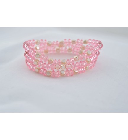 Adzo Designs bracelet with pink bead and pearl assortment on stretch